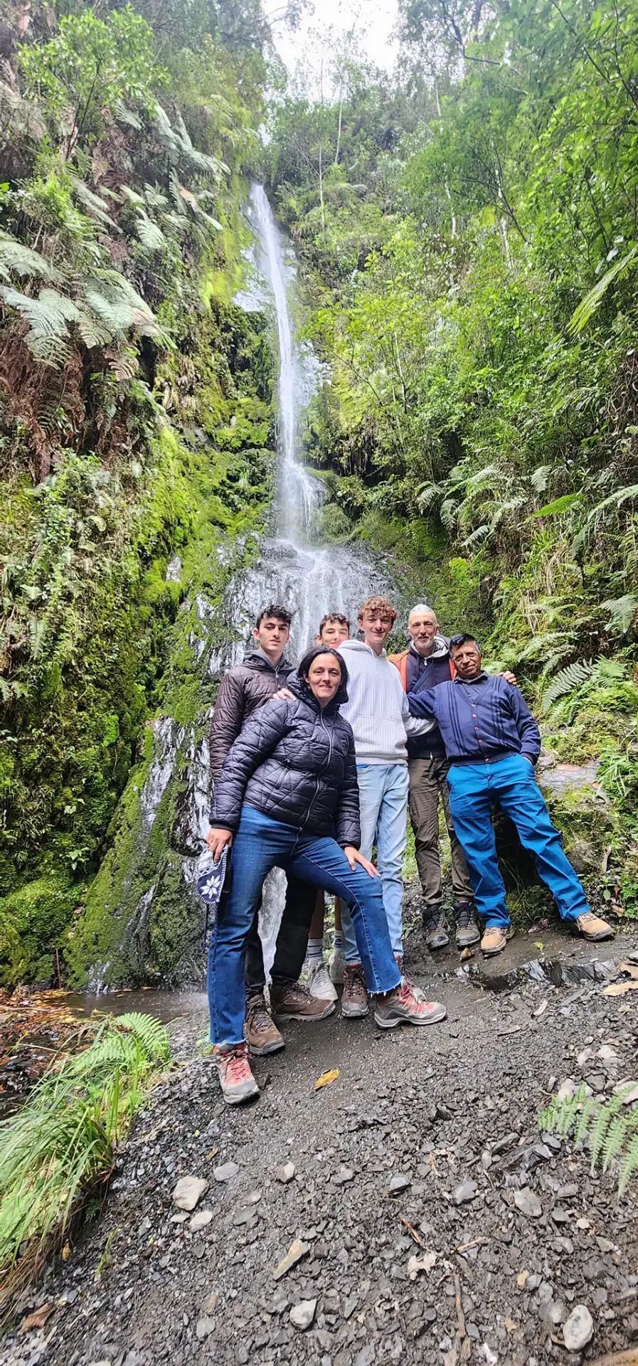 A waterfall in the cloud forest on the road to Manu.