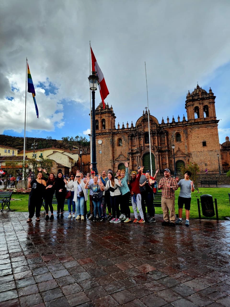 Cusco city Plaza de Armas and Sacred Valley landscape Peru